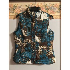 Bandolino Small Quilted Paisley Animal Print Pocket Casual Outdoor Vest